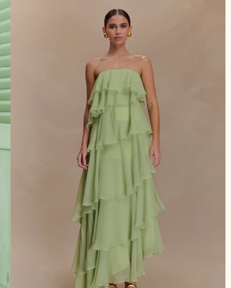 Alexa Ruffle Chiffon Maxi Dress - Pastel - Image 3