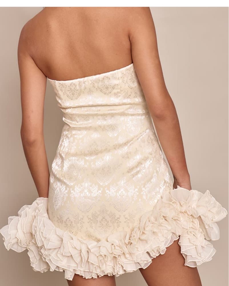 Elegant Ruffle Lace Cocktail Dress no - Image 2