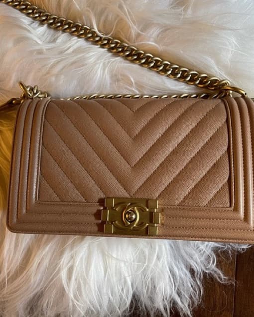 Chanel Tan Boy Bag Caviar  - Image 3