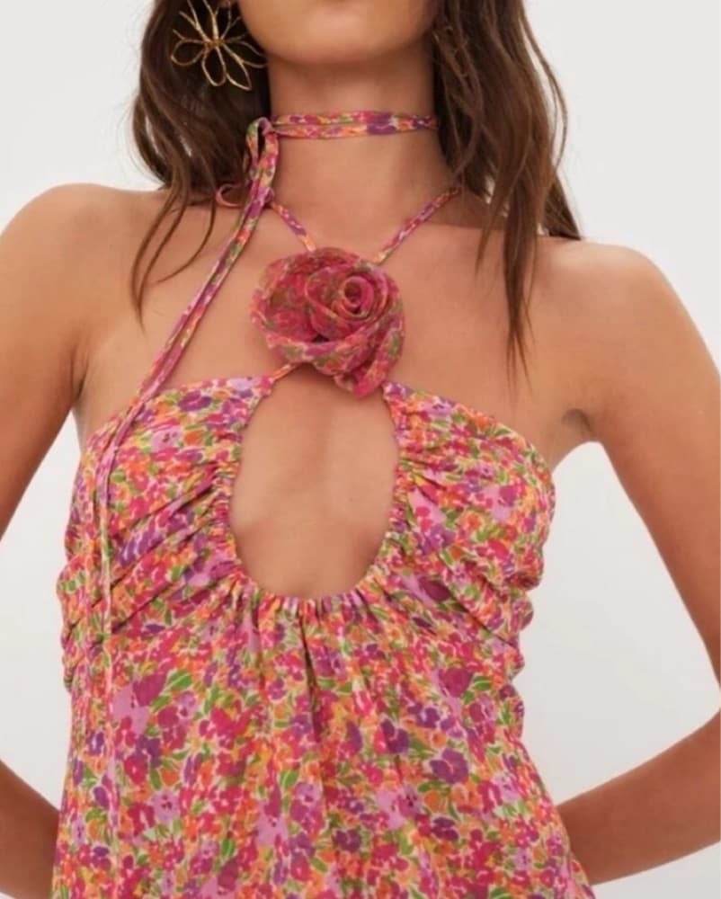 Pink Floral For Love & Lemons Maxi Dress - Image 3