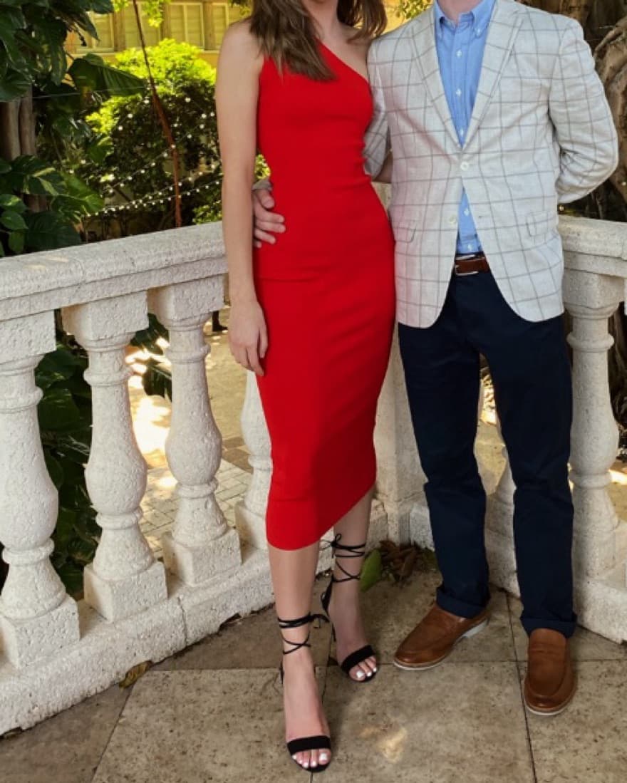 Red One-Shoulder Midi Dress - Image 3