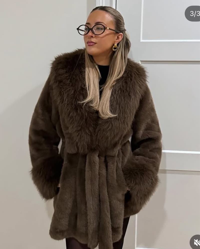 Brown Faux Fur Coat - Image 4