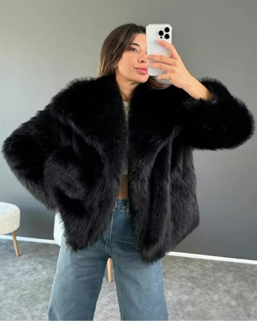 Black Fur Jacket  - Image 2