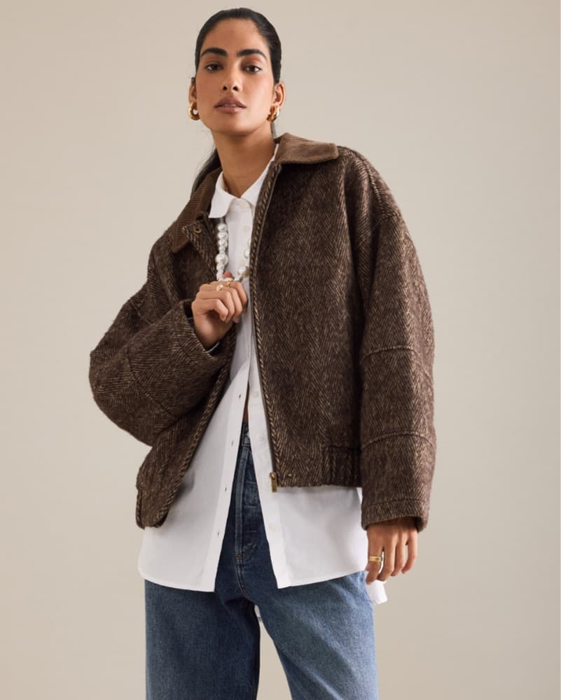 Herringbone bomber Jacket - Image 1