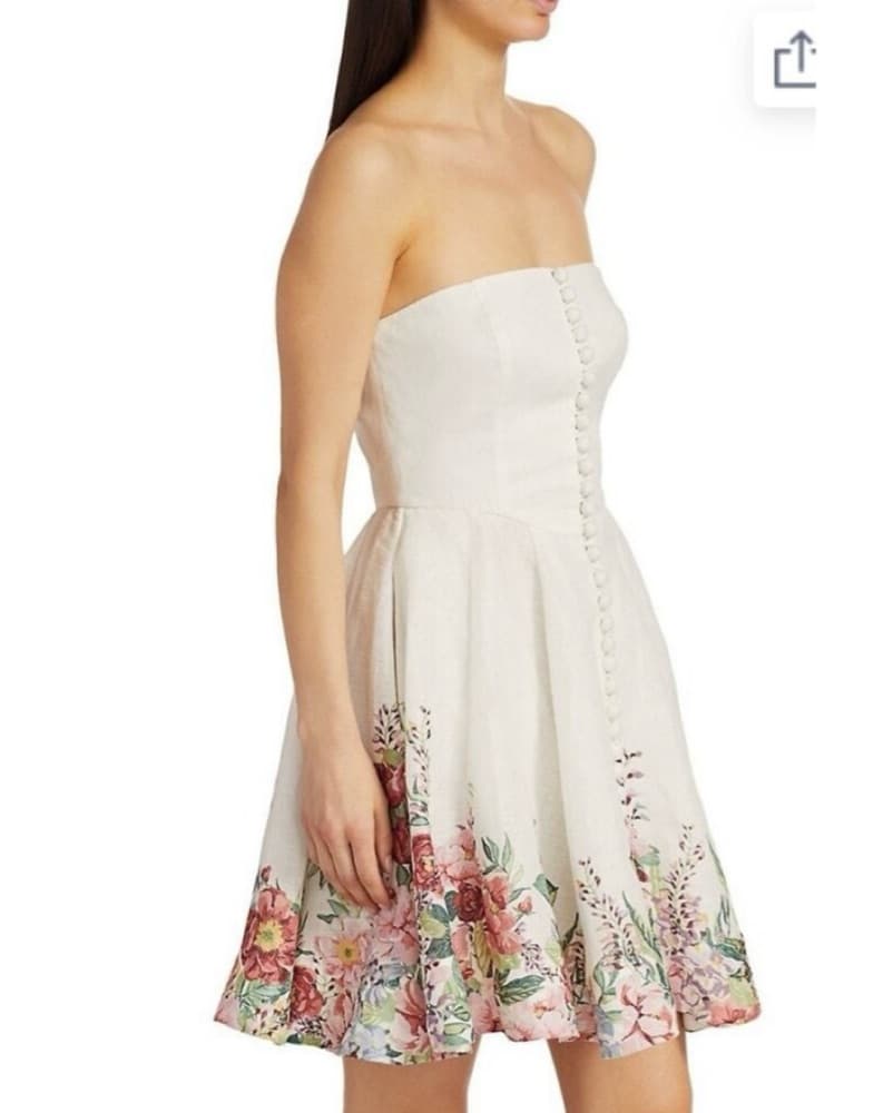 Zimmerman Linen Strapless Mini Dress  - Image 4