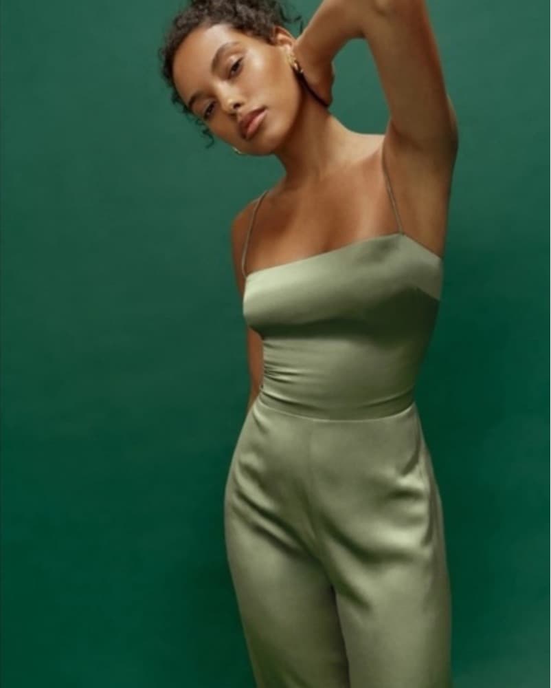 Reformation Sage Satin Jumpsuit - Image 2