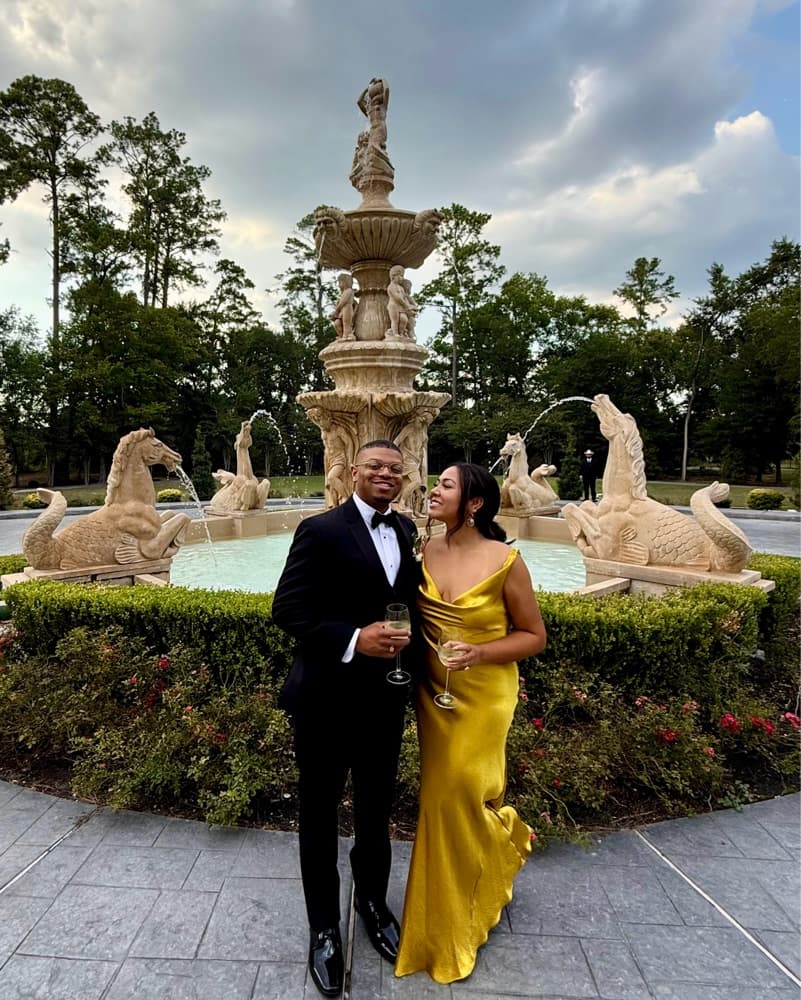 Satin Cowl Neck Gown - Image 1