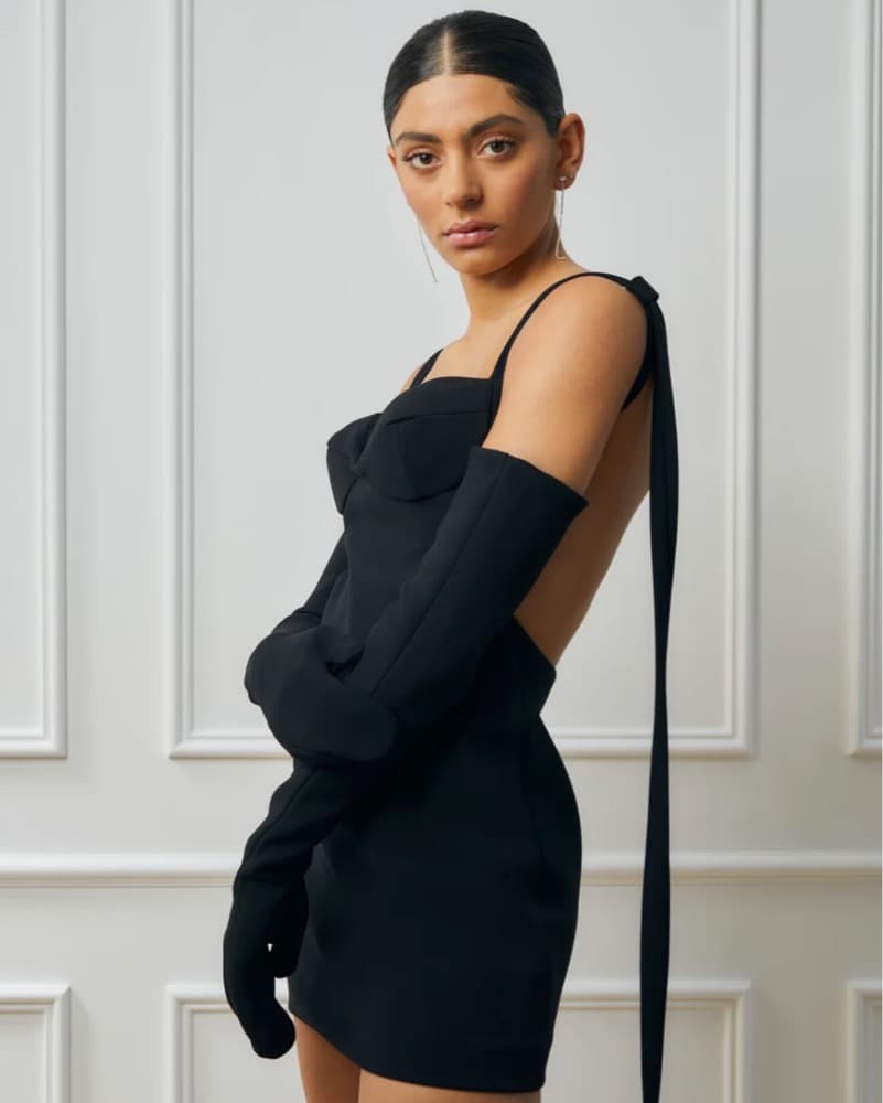 Elegant Black Midi Dress - Image 1
