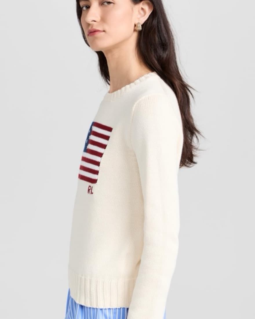 Raph Lauren American Flag White Sweater - Image 2