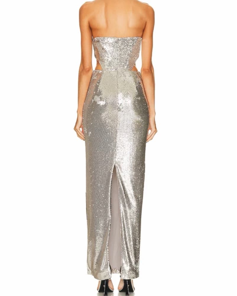Et Ochs Silver Sequin Ava Gown - Image 2