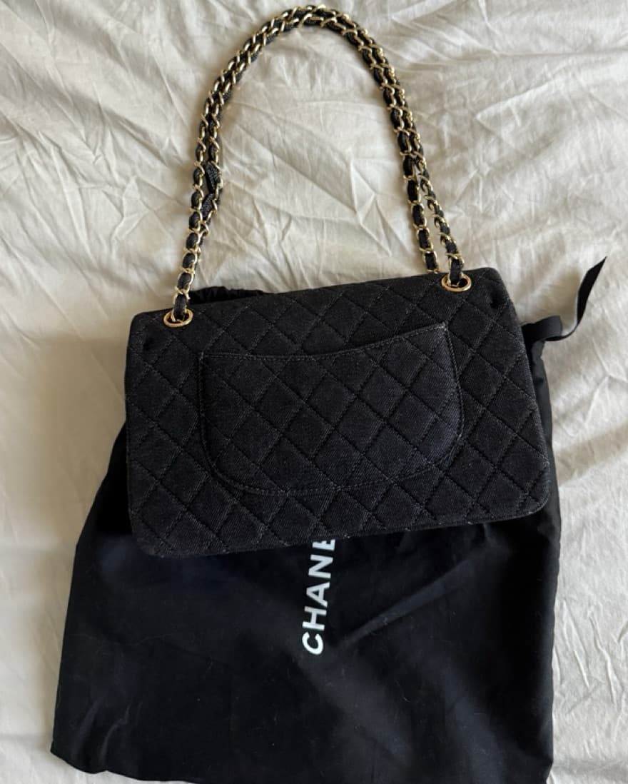 Chanel Black Denim Vintage Classic Flap - Image 2