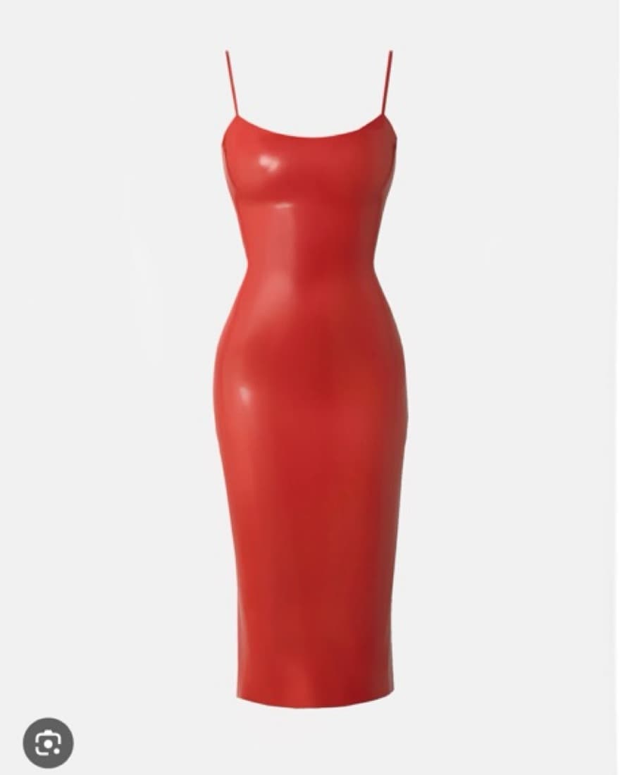 Postergirl WHISTLE LATEX MIDI DRESS RED - Image 2