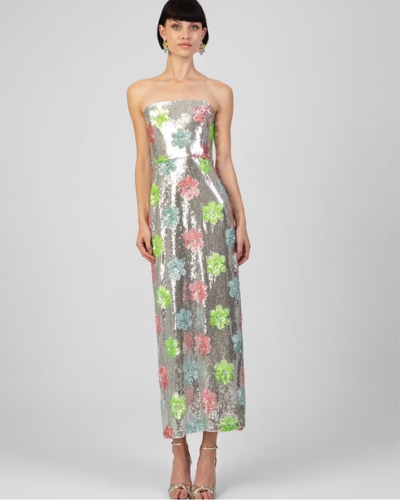 Callie Floral Sequin Dress - Image 1