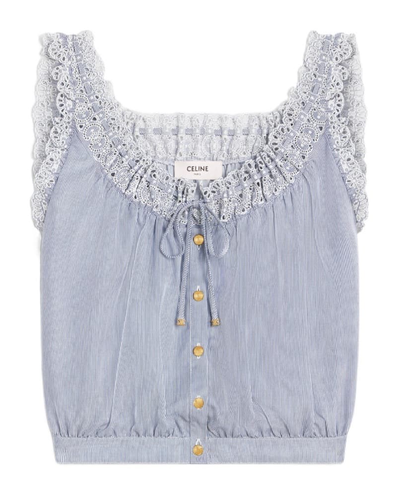 Celine Embroidered Top in Striped - Image 1