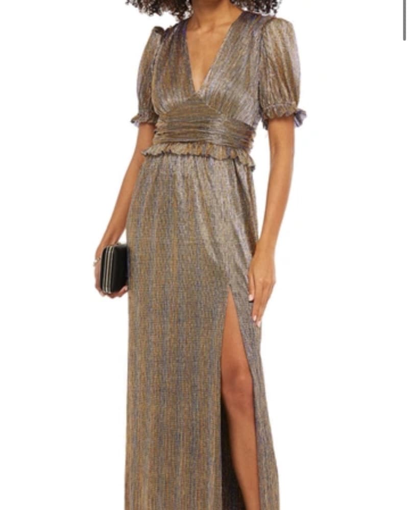 Shimmering Gold Metallic Maxi Dress - Image 1