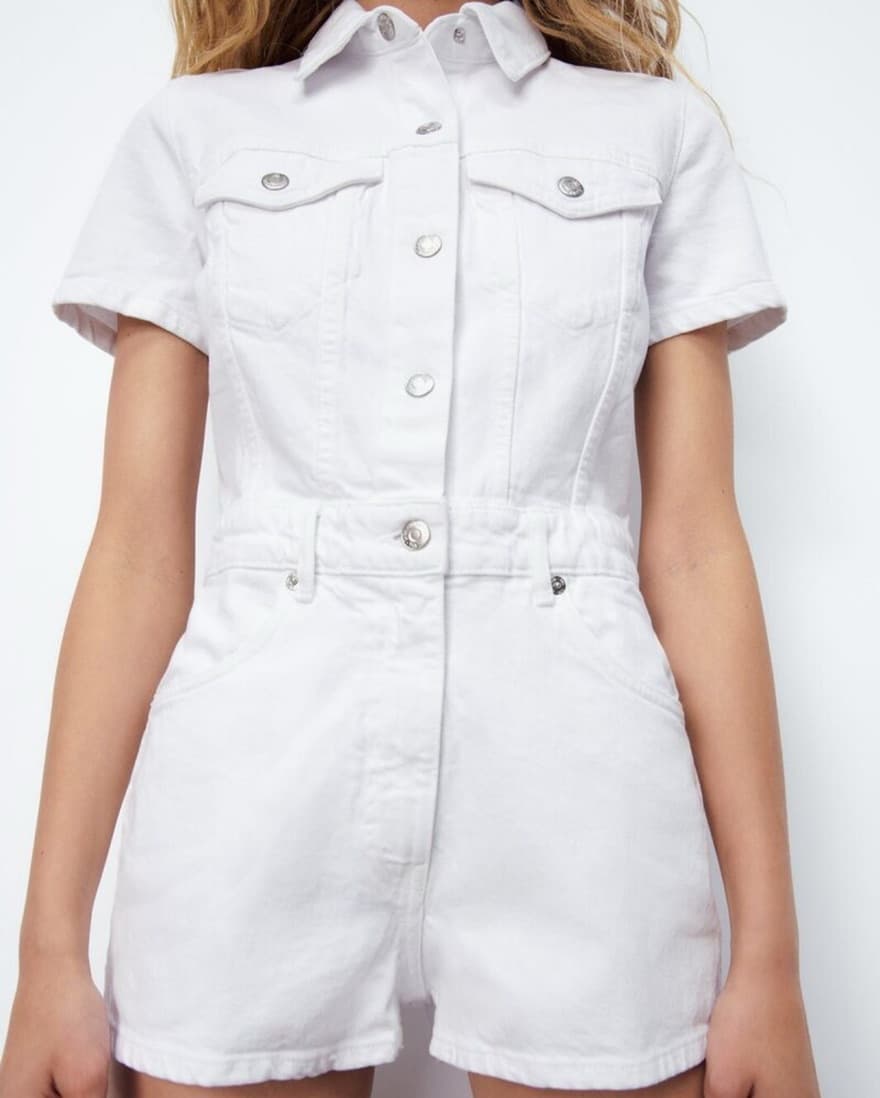 zara white denim romper - Image 2