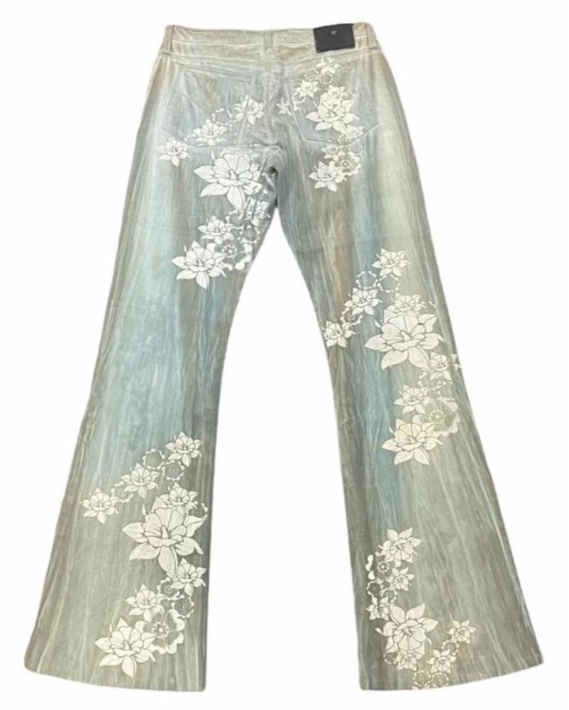 Versace Vintage Floral Print Jeans - Image 3