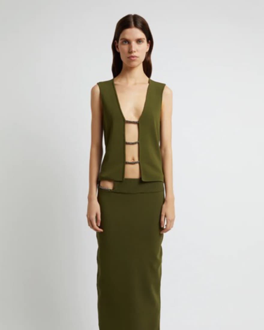 Christopher Esber Dark Green Crystal Top - Image 1