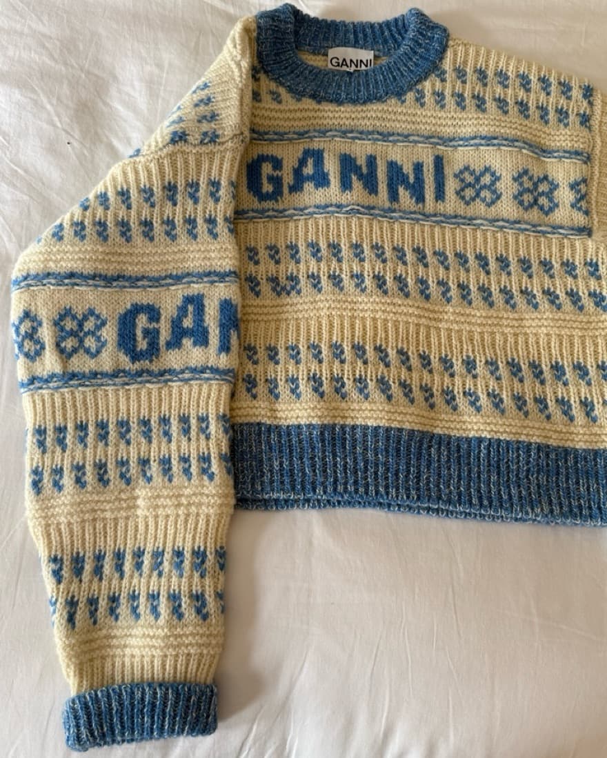 Blue & White Ganni Sweater - Image 3