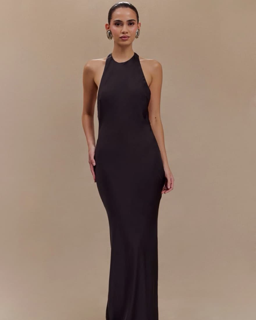 Meshki Black Satin Dress - Image 2