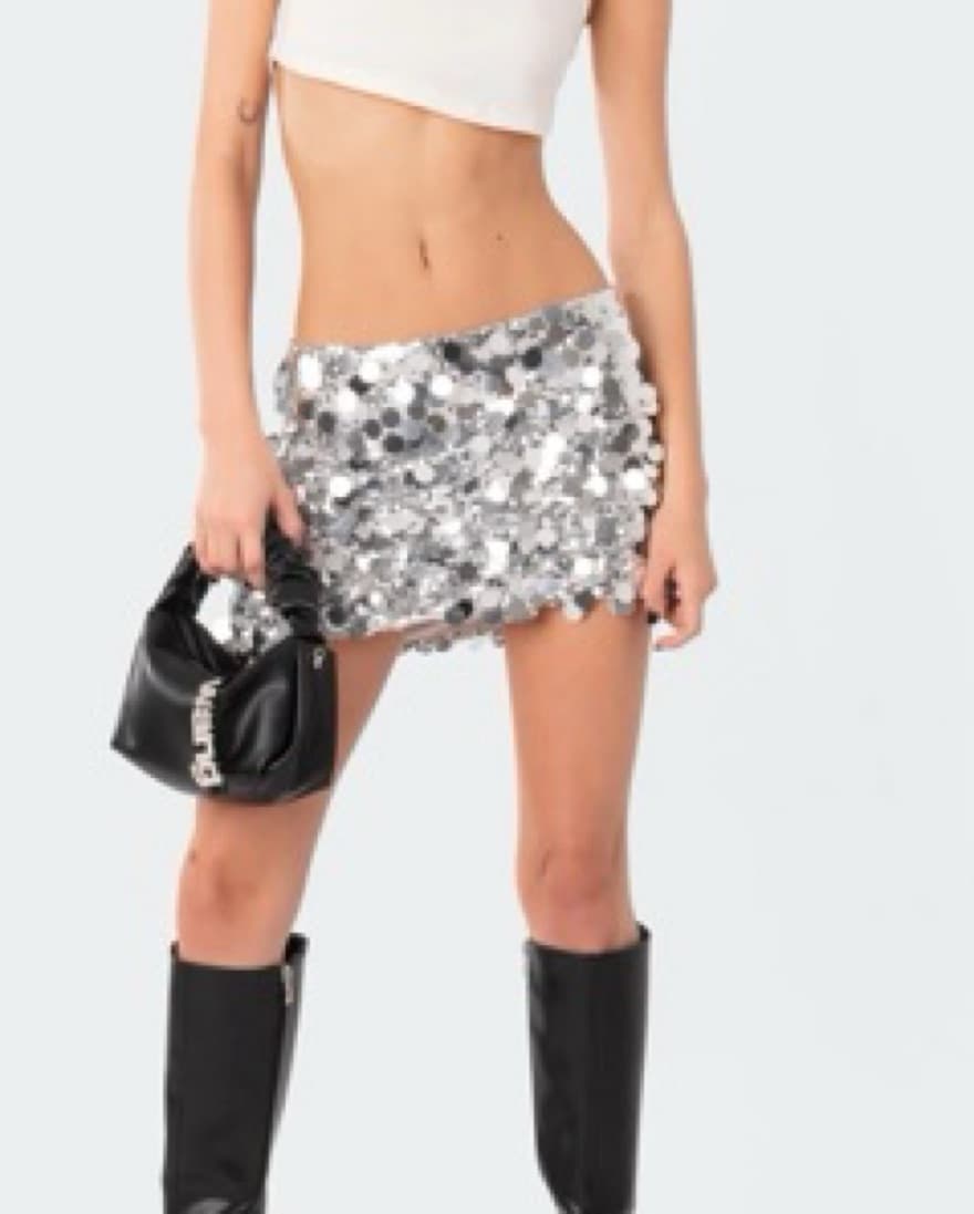 Edikted Sequin Low Rise Mini Skirt XS - Image 1