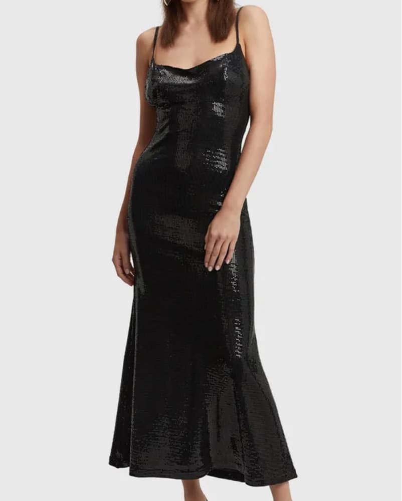 Bardot Black Sequin Midi Dress - Image 1
