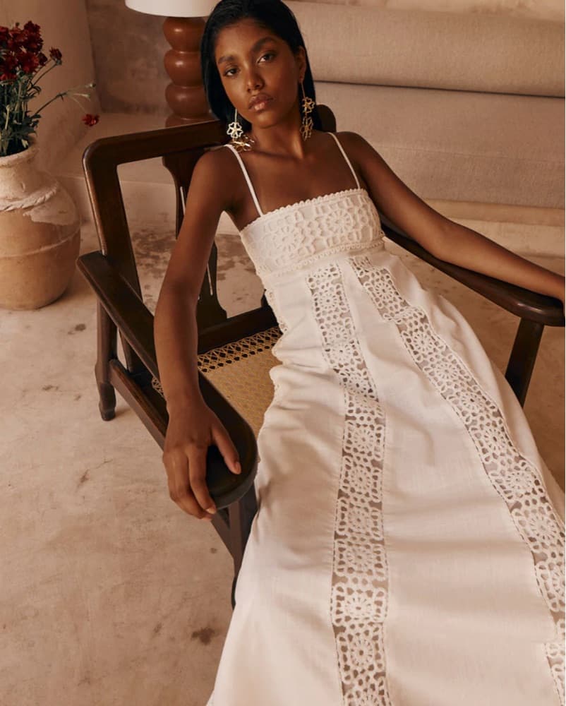 Sabo Skirt White Crochet Maxi Dress - Image 2