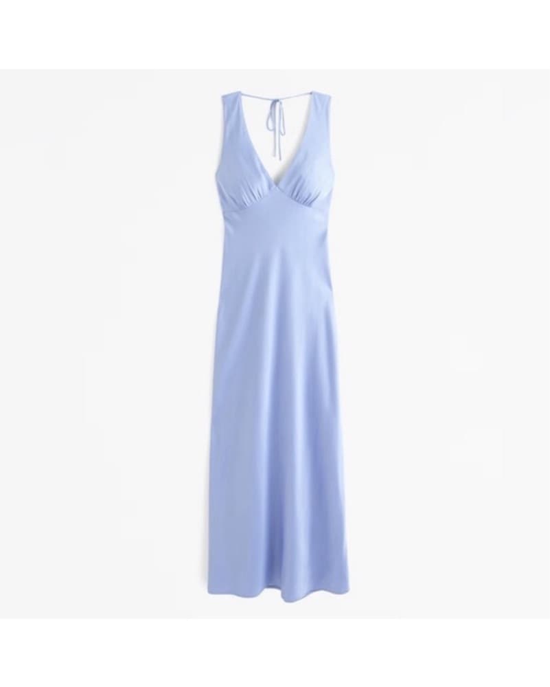 A&F Satin Plunge Cowl Back Maxi Dress - Image 1
