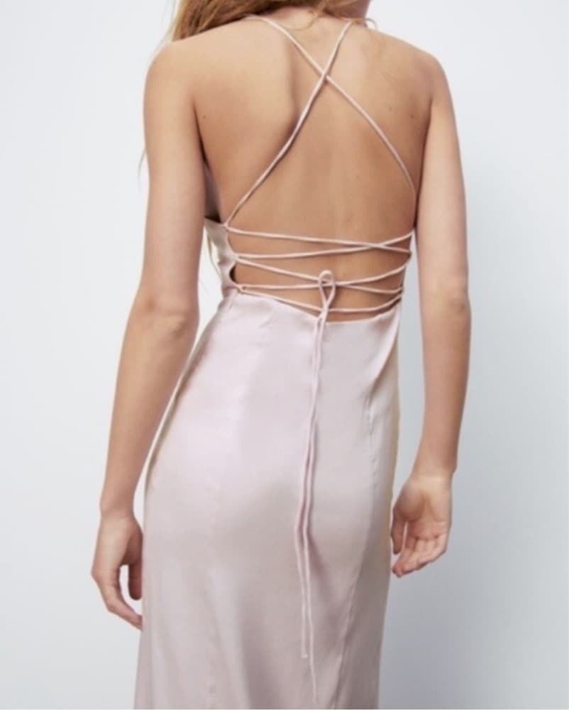 Stunning Blush Linen Midi Dress - Image 2
