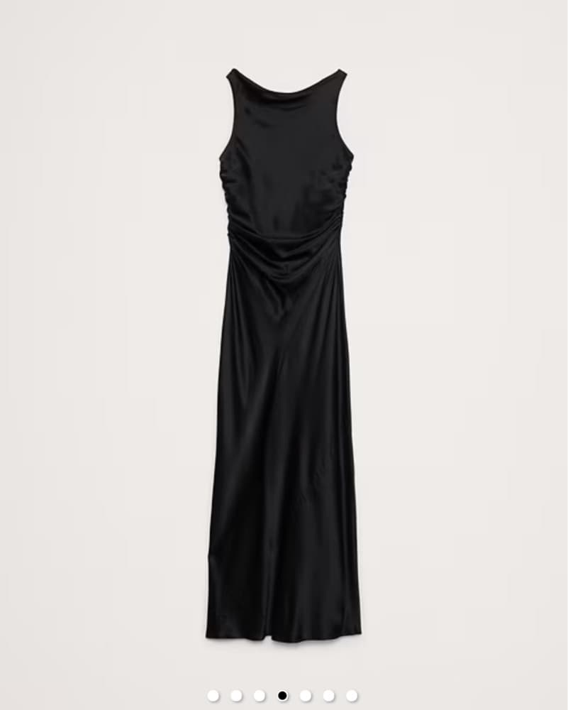 Black Silk Cowel Neck Long Dress - Image 4