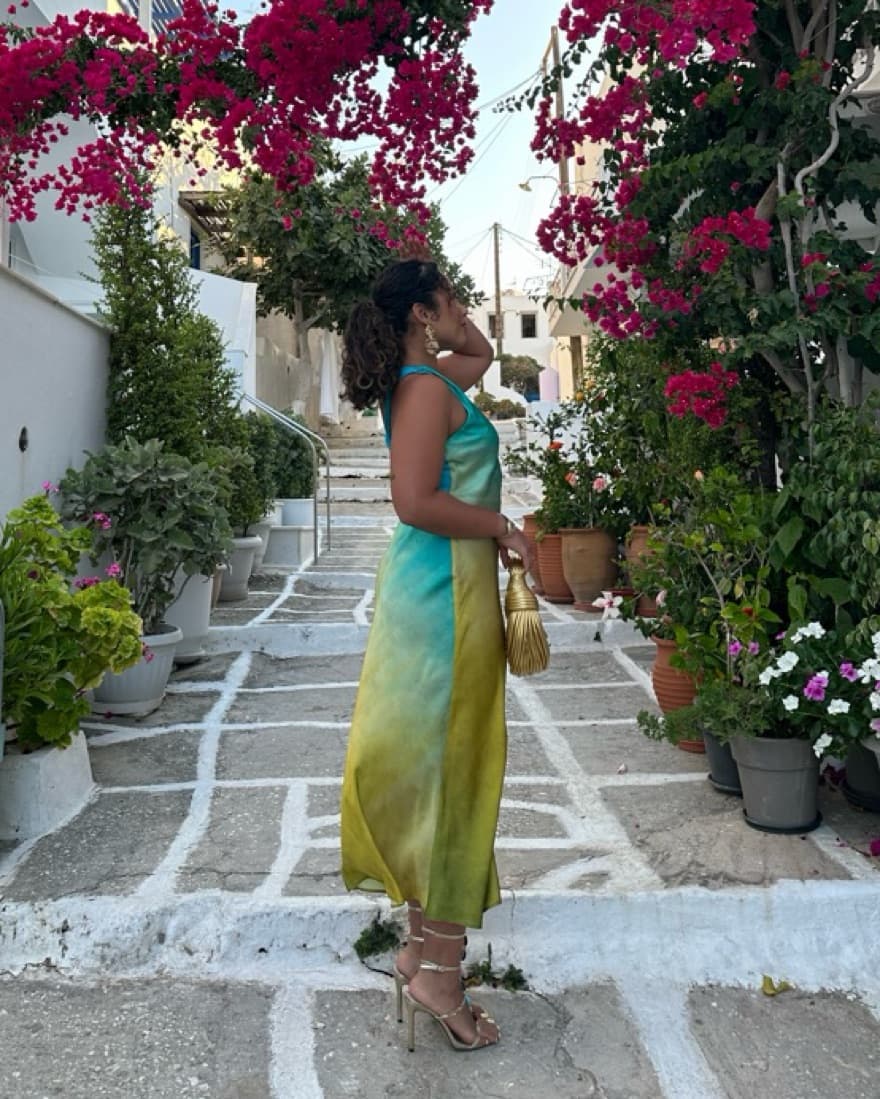 Blue Green Ombre Sunset Dress - Image 2