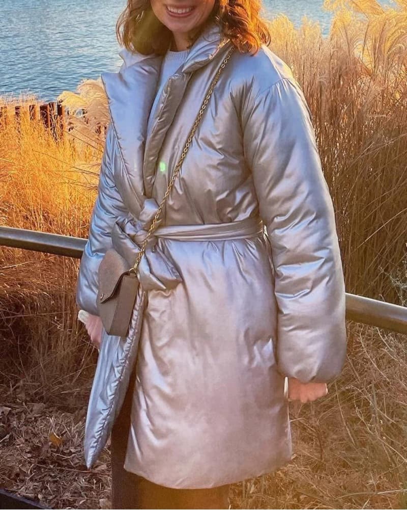 Silver Puffer Coat - Image 3