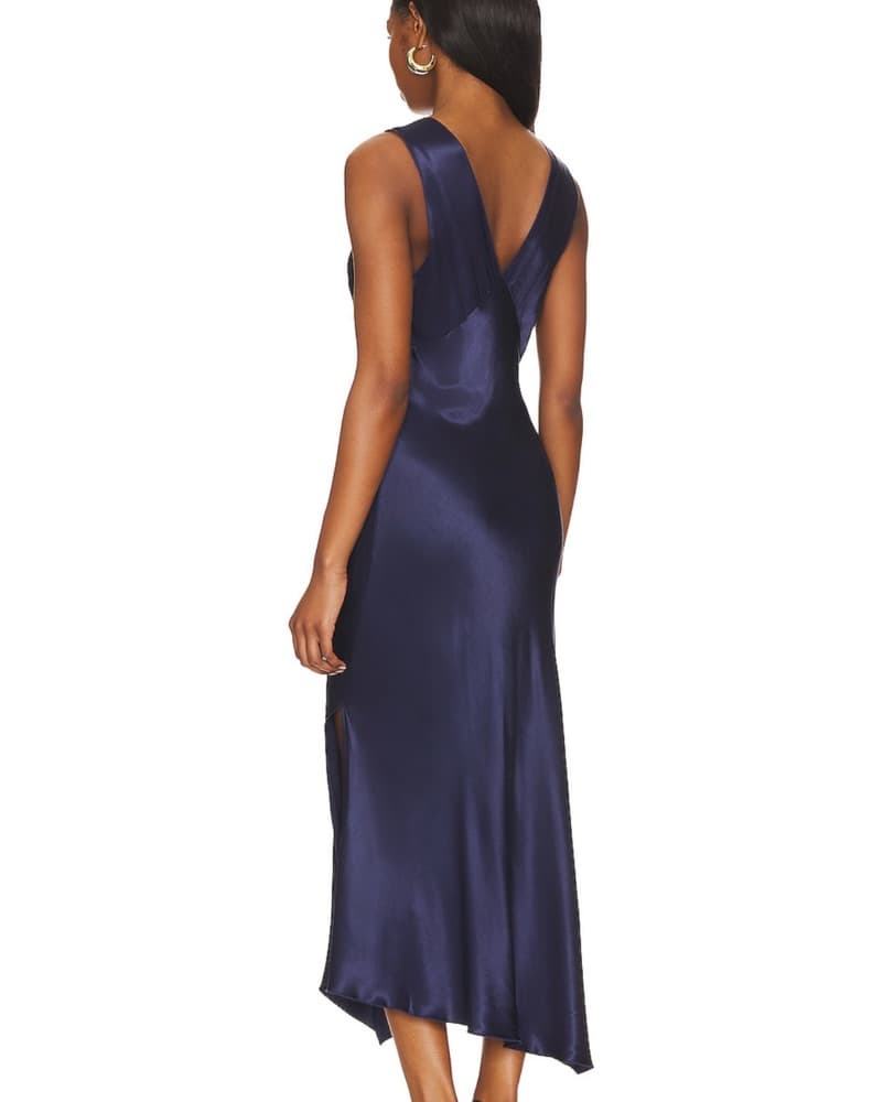 Summer Wedding / Rails Satin Dress in Navy - Image 3