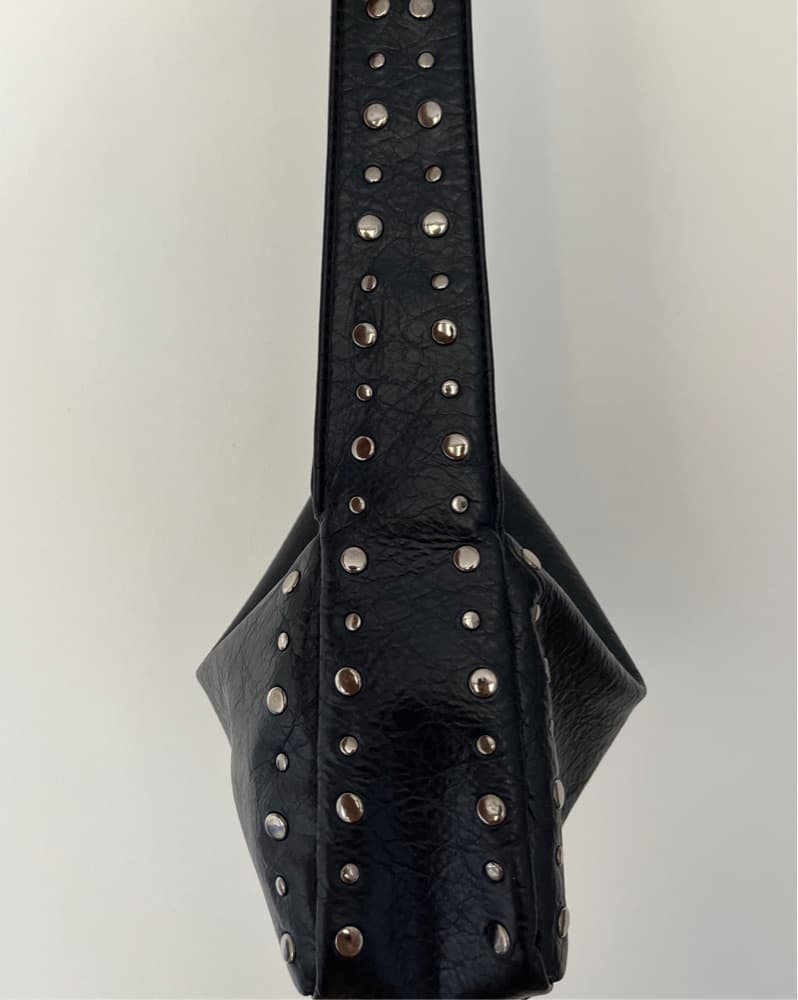 Black Leather Silver Studded Purse - Image 2
