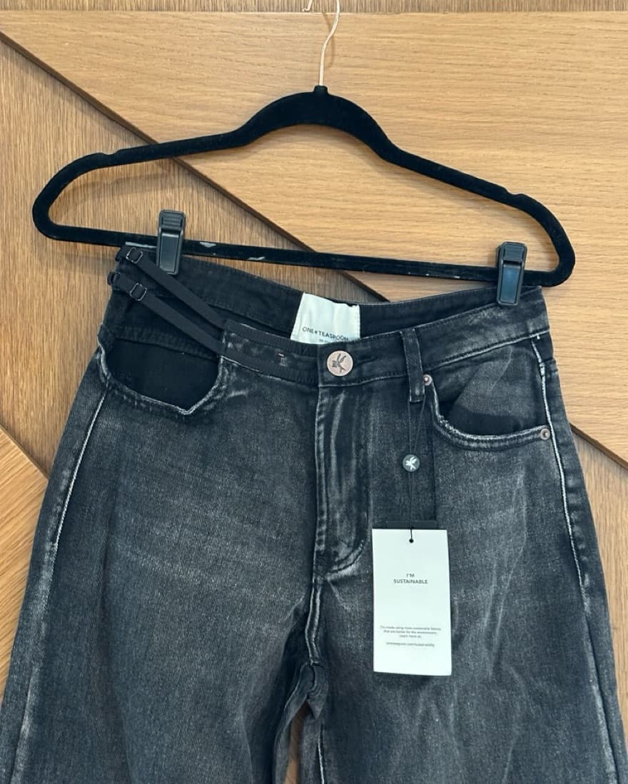 Black Cutout Wide Leg Denim - Image 2