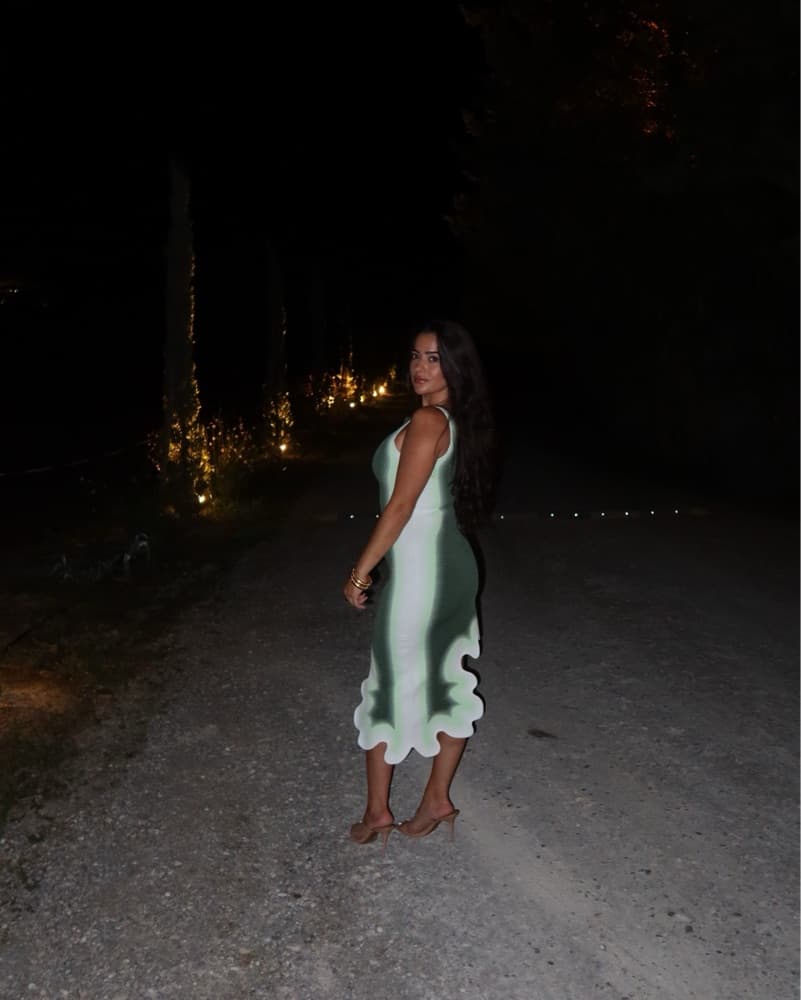 PH5 Wavy Asymmetrical Green Midi Dress - Image 3