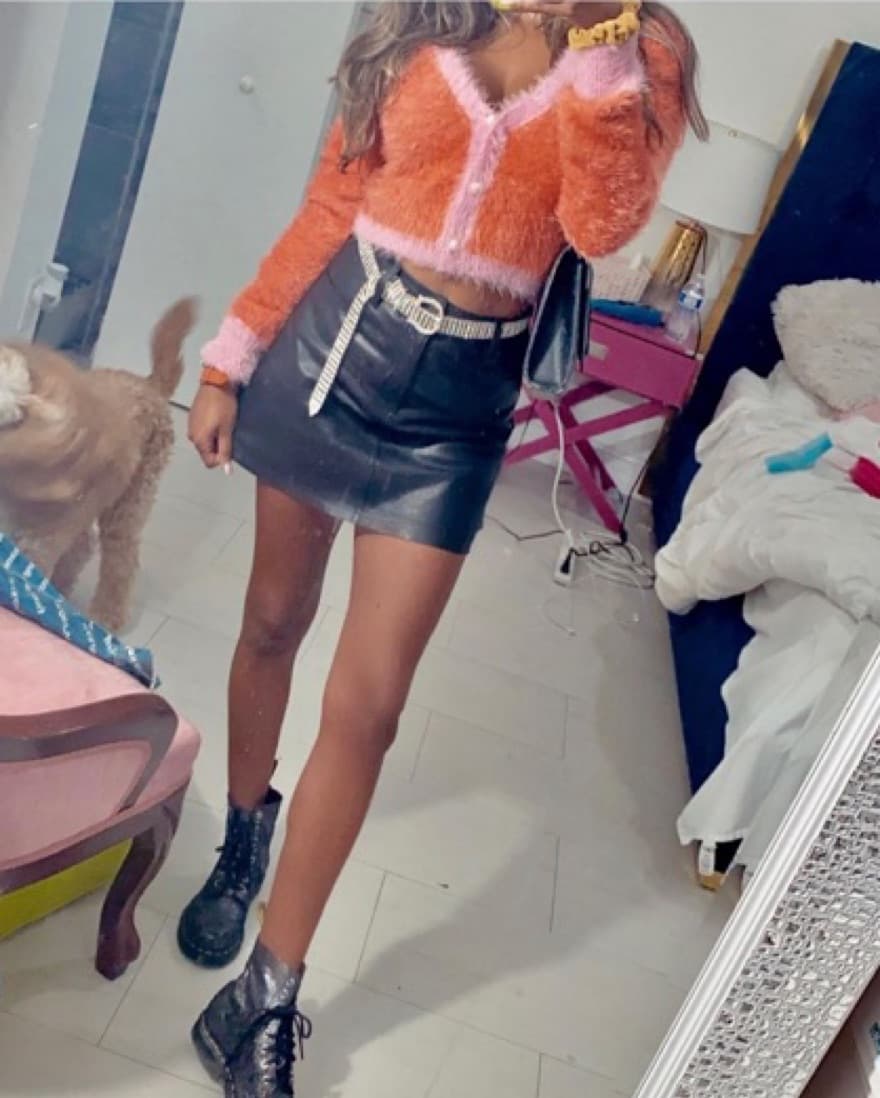 pink orange cropped sweater - Image 1
