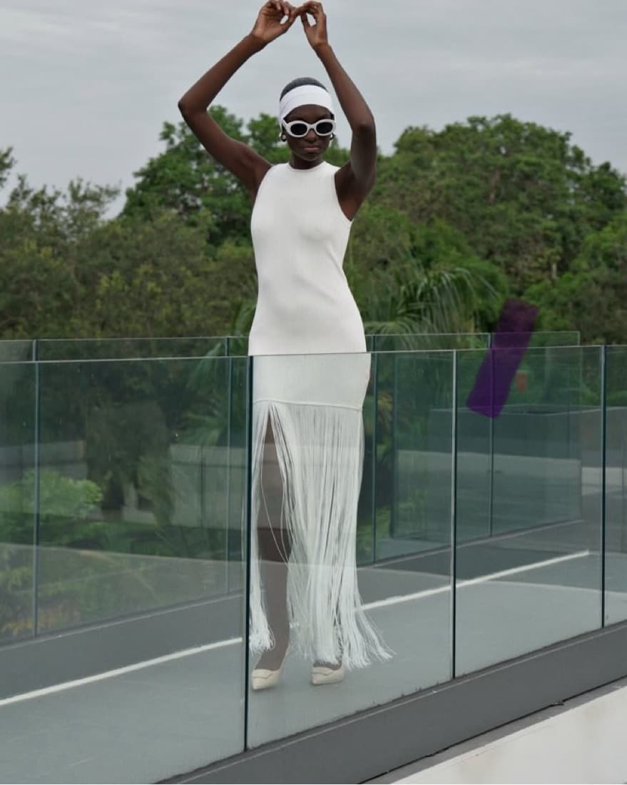 Elegant White Fringe Maxi Dress - Image 3