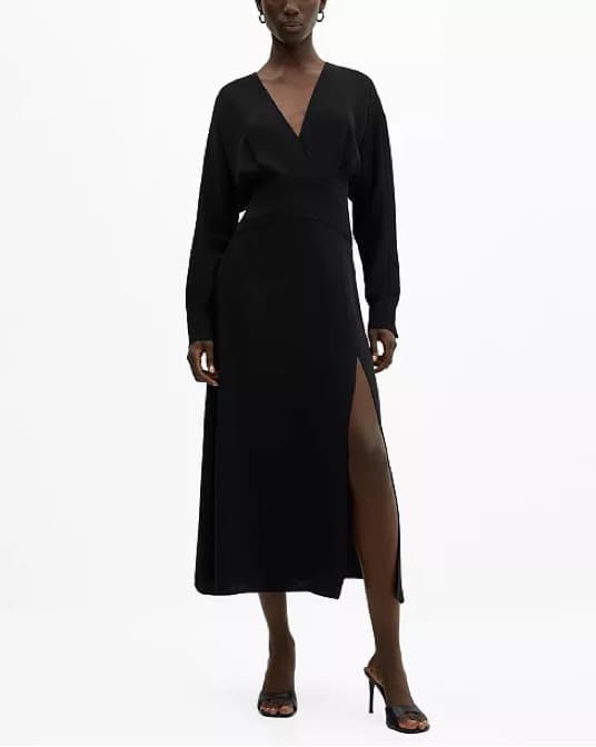 MANGO Cross-Neckline Slit Dress - Image 3
