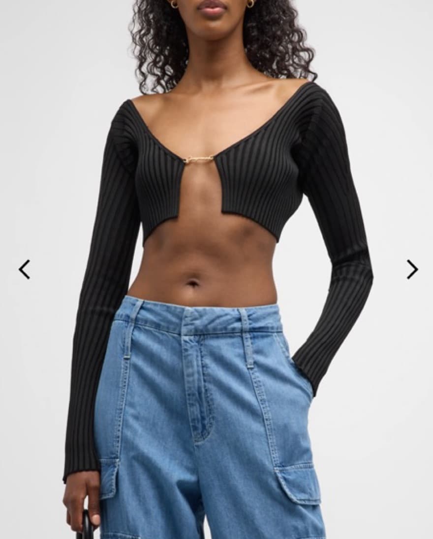 Jacquemus Ribbed Knit Cropped Cardigan  - Image 1