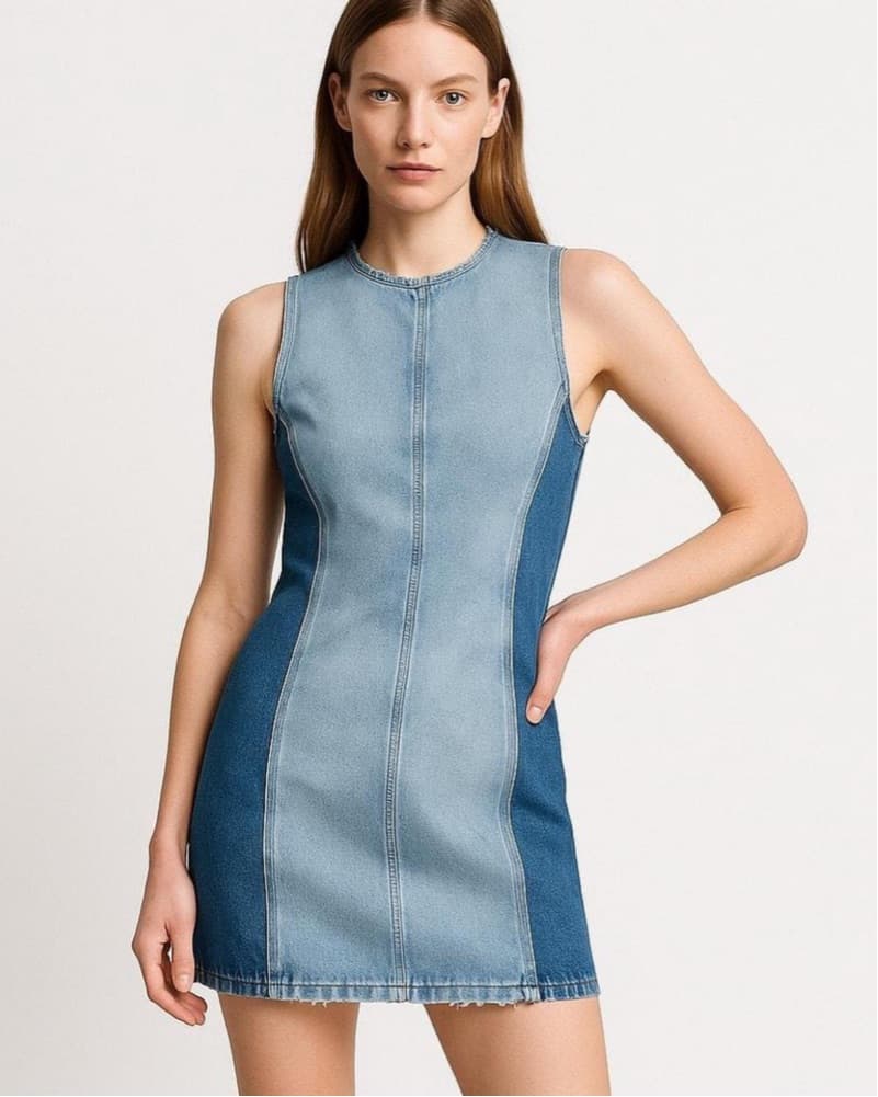 Zara Two Tone Denim Mini Dress - Image 1