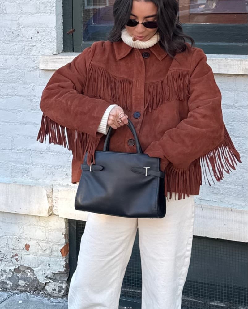 Orange suede Fringe Jacket - Image 1
