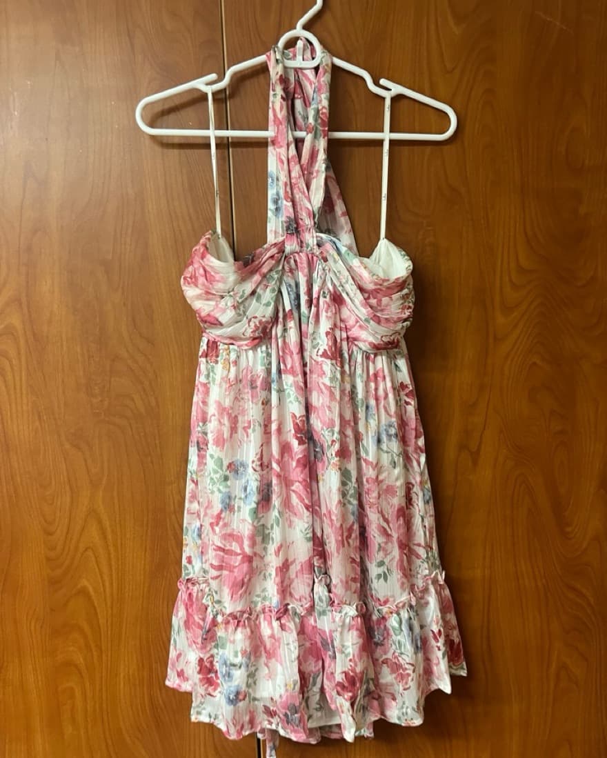 Lulus Floral Halter Neck Mini Dress - Image 2