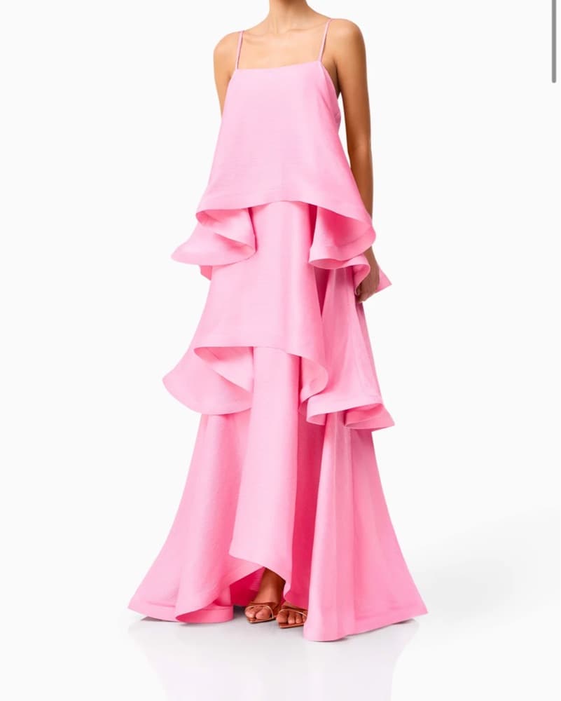 Vibrant Pink Ruffled Maxi Dress - Image 1