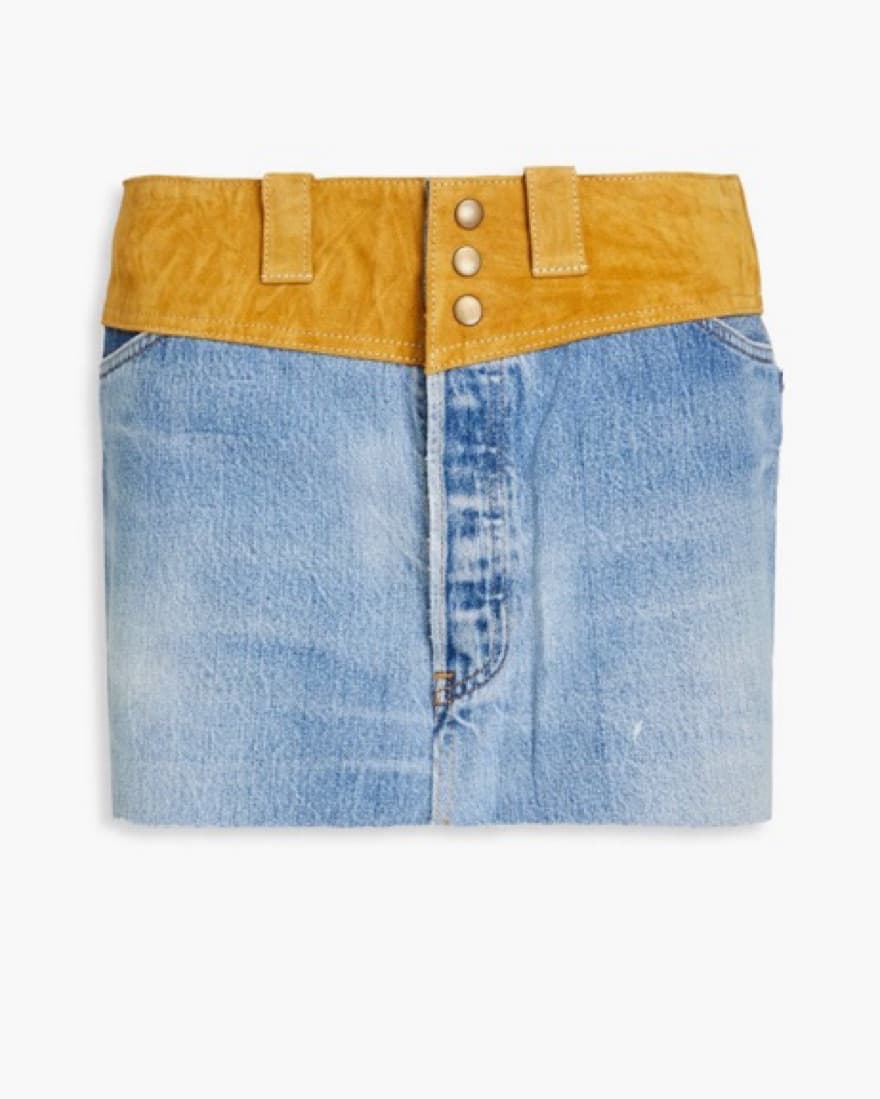 Redone Suede And Denim Skirt - Image 3
