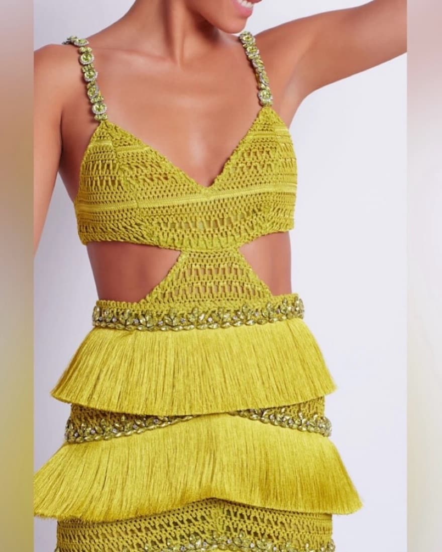 PatBo Fringe Mini Dress - Absinthe  - Image 4
