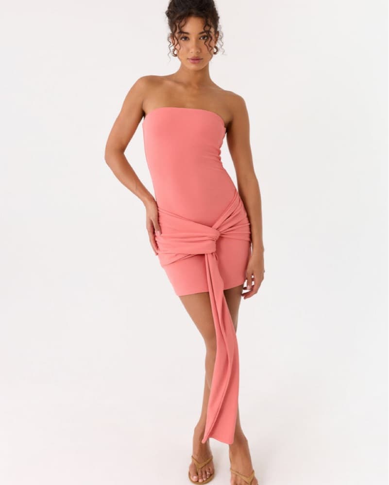 Jiliana Strapless Mini Dress - Coral - Image 2
