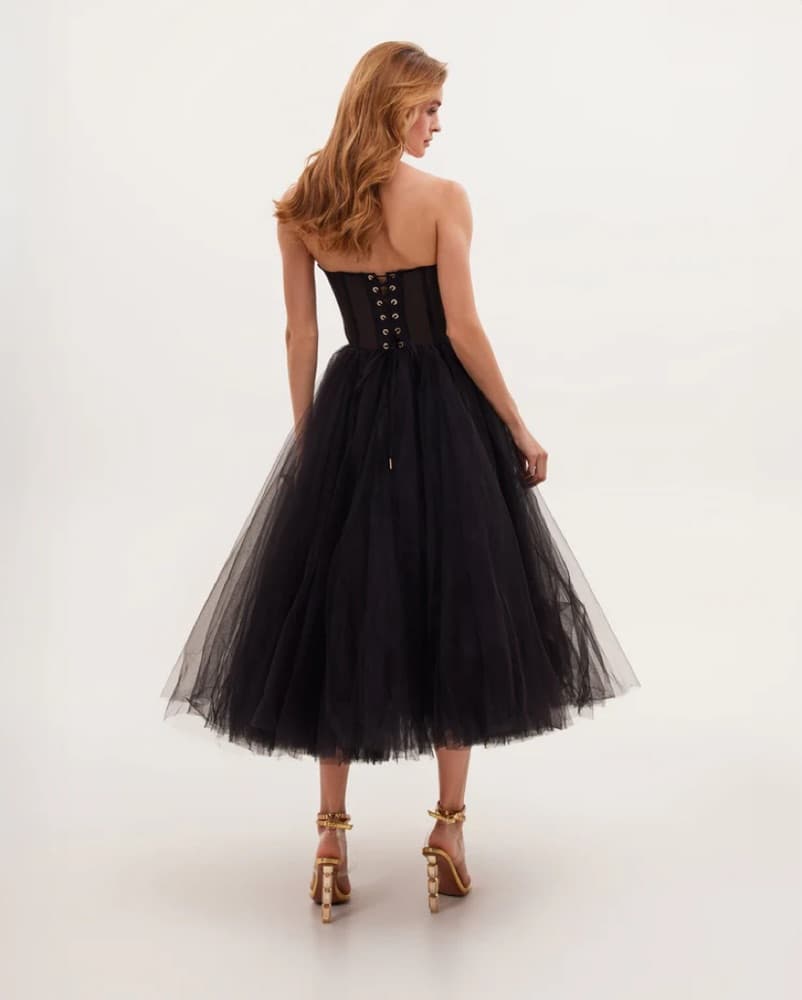 Dramatic Black Tulle Gown-Milla Dress - Image 3
