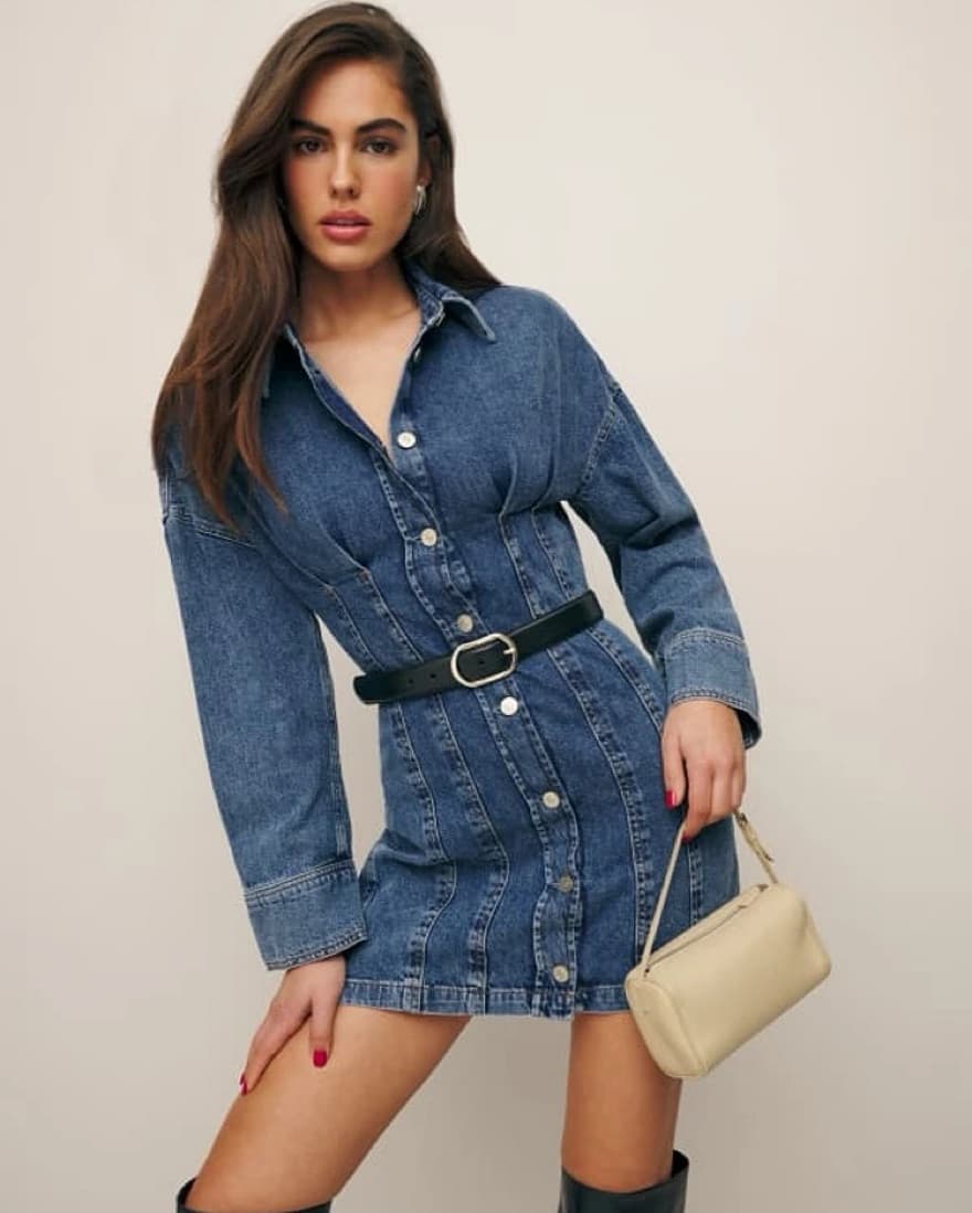 Reformation Denim Button-Down Dress - Image 1