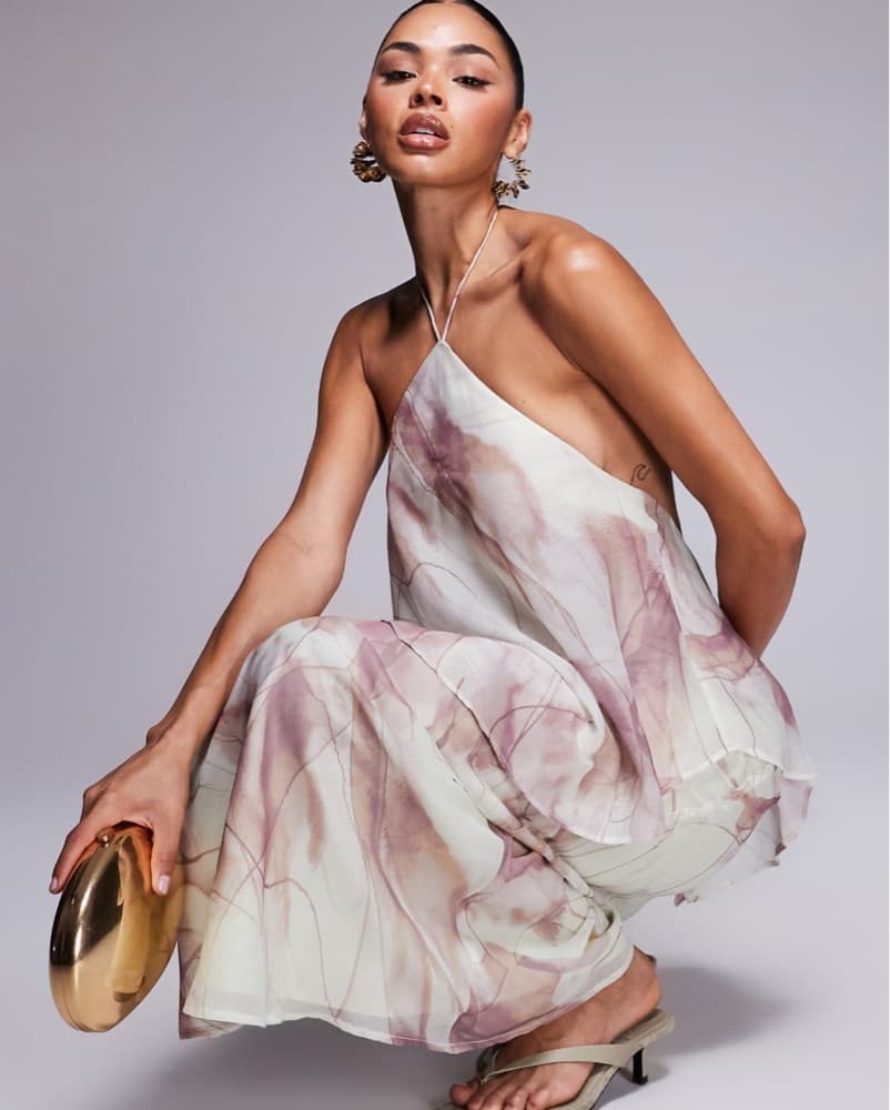 ASOS DESIGN low back halter maxi - Image 1